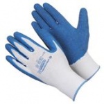 Перчатки  белые синяя заливка  OPTIMA-CRINKLE LATEX NYlLON  LC-1415 "ELEMENTA" 12 пар/уп